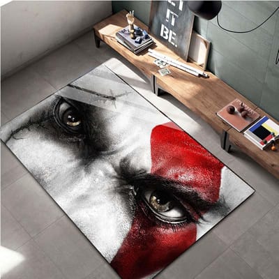 15 Maten Kratos God-of-War Gamer Gebiedskleed Groot, Tapijt voor Woonkamer Slaapkamer Bank Deurmat Decor, Kinderspeel Antislip Vloermat 40x60cm (16x24in)