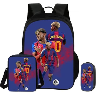 L-Lamin Yamal 3-delige Set Rugzak Schoudertas Etui Boekentas Voetbalster Rugzak kind Mochila Sport Schooltas Kindercadeau