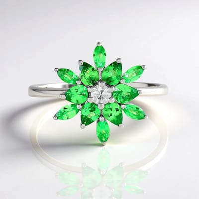 Cavill - Zilveren Ring - 925 Sterling Zilver Gerhodineerd - Lemshuku Tsavoriet 1,533 ct - Druppel en Marquise - Prong Gezet - Elegant Sieraad