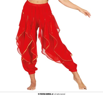 Fiestas Guirca - Dance belly broek rood - L - Carnavalskleding - Carnaval - carnavalskleding 2027 - Carnaval kostuum