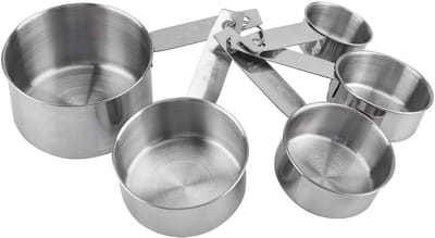 Famanu - Maatbekers en maatlepels set 5-delig RVS, roestbestendig meetgereedschap voor bakken en koken, voor droge en vloeibare ingrediënten
