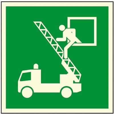 Extra lichtgevende redding uitgang raam sticker 200 x 200 mm