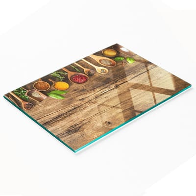Decoratieve glazen snij- en serveerplank voor kruiden en hout, 80x52 cm
