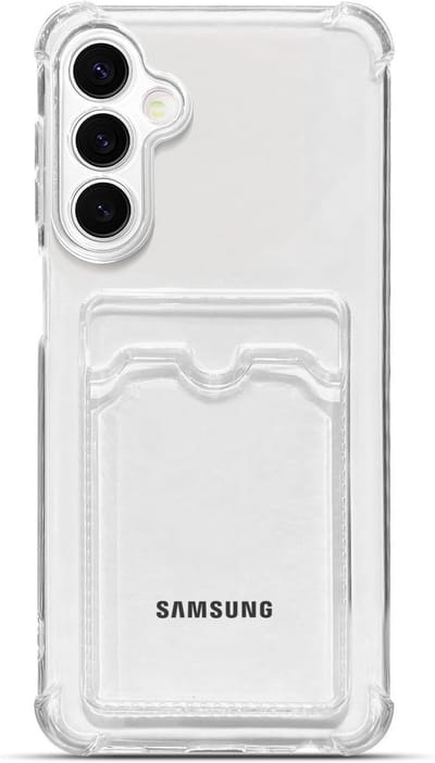 Hoesje Geschikt voor Samsung A17 5G hoesje met pasjeshouder transparant Shock proof case met Kaarthouder - Samsung Galaxy A17 hoesje transparant - Samsung A17 pasjeshouder hoesje