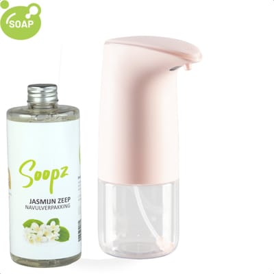 Soopz Automatische Zeepdispenser – Fel Roze – Bright Pink Vivid – Zeeppompje met Bewegingssensor – Met Jasmijn Zeep