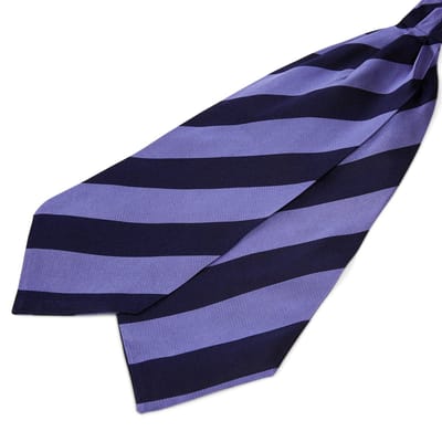 Gestreepte Zijden Sjaaldas in Pastel- en Marineblauw