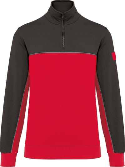 WK. Designed To Work Ecologische uniseks sweater met ritskraag WK404 - Red / Dark Grey - L