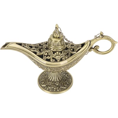 Vintage Arabische Lamp Requisieten Zinklegering Huis Halloween Kostuumfeest Wenslicht Tafelblad beige