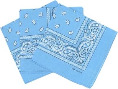 Set van 3 paisley hoofddoeken voor dames en heren 55 x 55 cm, halsdoek, zijden sjaal, hiphop hoofddoek,blauw