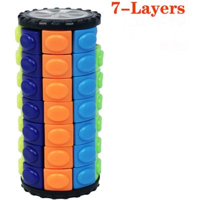 Puzzle Coloré Enfant 3D Tour Magique Cube Maïs Tour Magique Cylindrique Rotatif Créatif Intelligence Jouet Anti-Stress blue