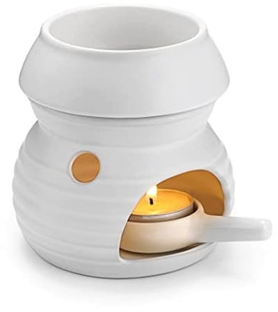 Keramische Geurlamp met Kaarsenhouder en Theelichthouder - Aromabrander voor Geuroliën en Geurwas