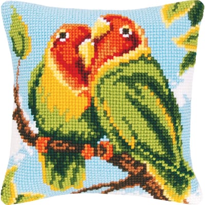 Vervaco - Kruissteekkussen kit - Parkieten - PN-0202612 - Borduren - Borduurpakket - Borduurpakket volwassenen - Borduurpakket kind