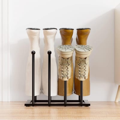 Famanu - Schoenenrek Staand Metaal Zwart - Vrijstaande schoenenkast, schoenenplank voor slaapzaal, kast, entree, slaapkamer, terras, buiten, gang, schoenenrek-organisator voor 4 paar