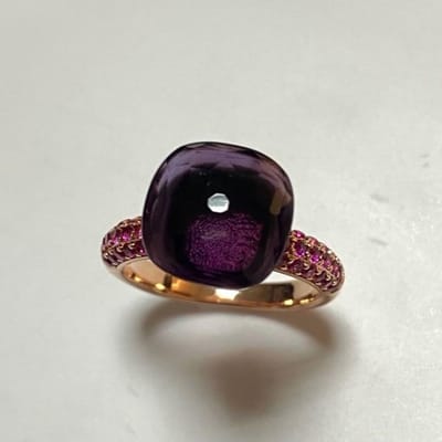 11.6x7mm Grote Steen Natuurlijke Kristallen Snoepring Met Paarse Zirkoon Kristallen Ring Voor Vrouwen Sieraden Cadeau Verjaardag Pomellato 9 black