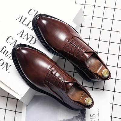 Heren Zakelijke Casual Schoenen Britse Puntige Verhoogde Brock Herenschoenen Trouwschoenen 46 bruin