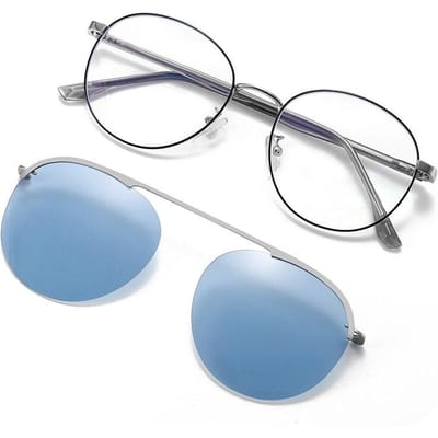 Magnetische Clip-on Brilmontuur Mannen Vrouwen Spiegelglas Bril Klein Montuur Anti Blauw Licht Computergebruik Bril UV400 7007 gray