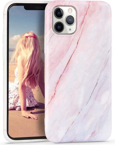 Backcover Geschikt voor Apple iPhone 13 Pro Max - Roze / Blauw - Marmer - Soft TPU Hoesje