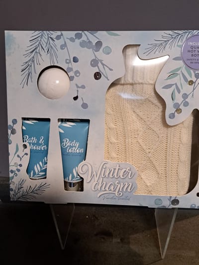 geschenk set vrouwen verjaardag - moeder dag - leuk geschenk - kado - kerst geschenk vanille - body lotion - douche gel - waterkruik - bruisbal - winter charm blauw