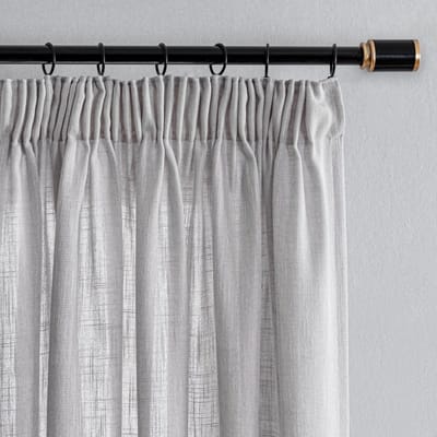 Unyqoos ® Gordijnset in Linnenlook voor Woonkamer met Plooiband en Halftransparante Stof, Set van 2, Lichtgrijs