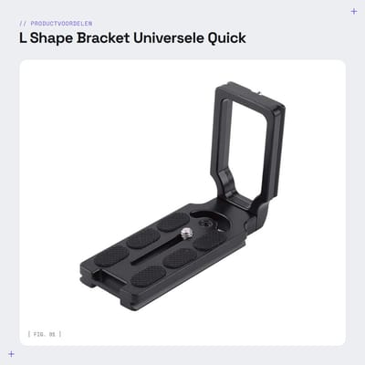 Dailygoods- L-vormige Beugel Universele Quick Release Plaat - 1/4" Schroef - Metalen Legering - Mat Zwart - 75 mm x 110 mm x 39 mm - Veiligheidsmechanisme - Snelwisselplaat