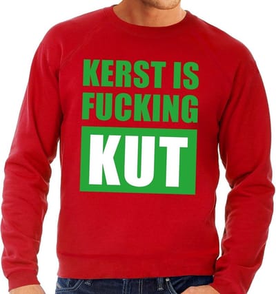 Foute kersttrui / sweater Kerst Is Fucking Kut - rood voor heren - Kersttruien S