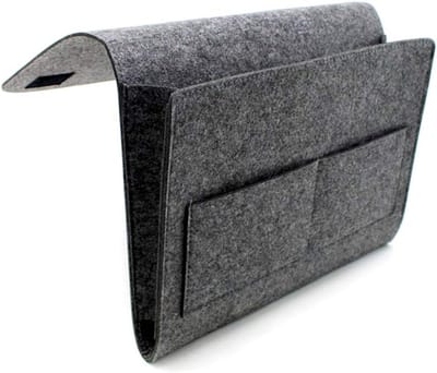 Bedzakken om op te hangen, vilten bedtas, organizer, bank, opslag, adem anti-slip opbergtas voor boek, tijdschriften, iPad, mobiele telefoon, afstandsbediening, grijs