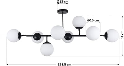 LumenXL - Design plafondlamp zwart met melkwit glazen bollen - Osem