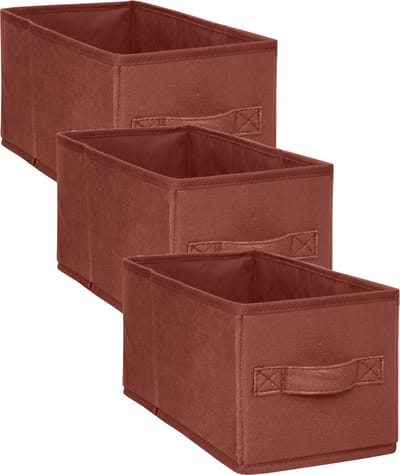 5Five Opbergmand/kastmand - 3x stuks - 7 liter - bordeaux rood - Vakkenkast manden