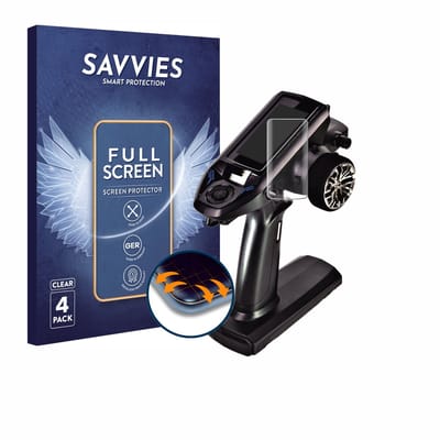 Savvies - Screenprotector voor Futaba T4PM Plus - Folie Beschermfolie transparant volledig dekking 4 Stuks