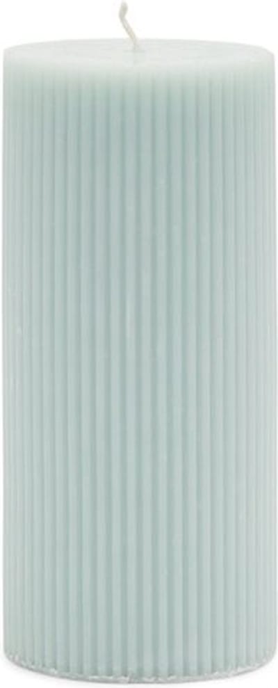 Rivièra Maison Pillar Candle Rib blue 7x15 set van 4