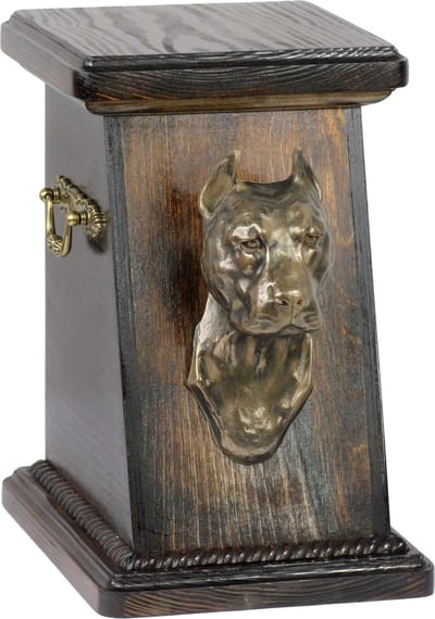 Elegante urn voor American Staffordshire Terrier met hondenbuste