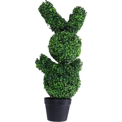 Arbre Topiaire Lapin Artificiel 90cm avec Guirlande Lumineuse Plante Lapin Faux pour Décoration Extérieure Intérieure Maison de Vacances