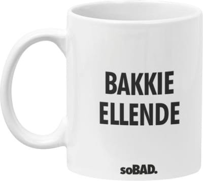 Mok wit - Bakkie ellende - soBAD. | Mug | Tekst | Collega | Kantoorhumor | Theemok | Koffiemok | Koffiebeker | Vaatwasbestendig