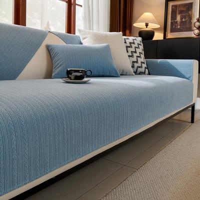 Waterdicht Chenille Bankkussen Effen Kleur Antislip Bankovertrek Gestreepte Krasbestendige Bankhoes Houtnerf Textuur Bankmat 70x70cm 1pcs