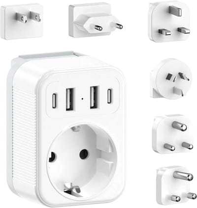 Reisadapter Wereldwijd Set - Multi stekker - 6 Stekkers - Universele Adapter met 4 USB-poorten - Voor Wereldwijde Reizen