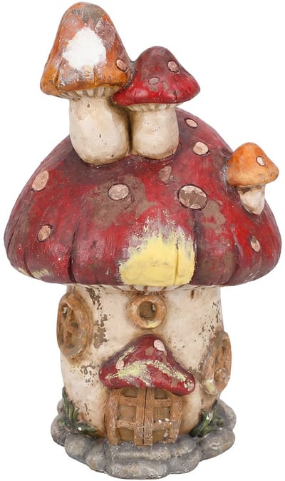 Clayre & Eef Beeld Paddenstoel Beige Keramisch materiaal Herfst decoratie