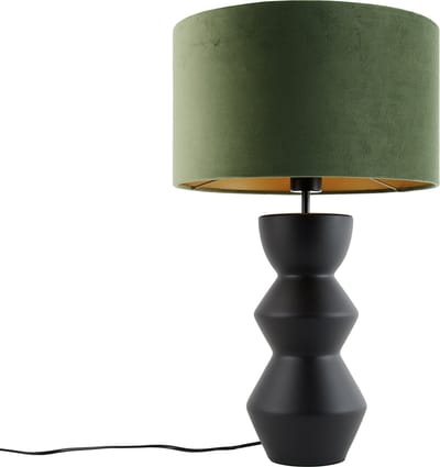 QAZQA alisia - Design Tafellamp met kap - 1 lichts - H 60 cm - Zwart Goud - Woonkamer | Slaapkamer | Keuken