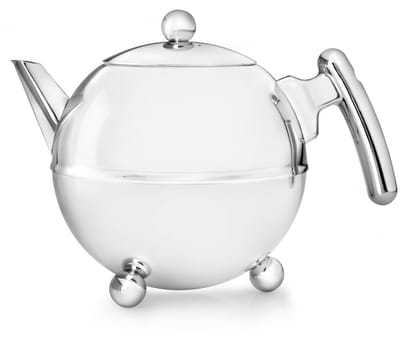 Bredemeijer - Theepot dubbelwandig - Duet® Bella Ronde – 1,5 liter - RVS - Chroom beslag