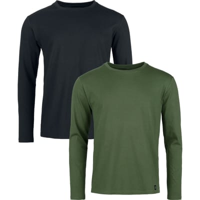 R.E.D. by EMP Shirt met lange mouwen - Top met Lange Mouwen (Set van 2) - S tot XXL - voor Mannen - zwart-olijf
