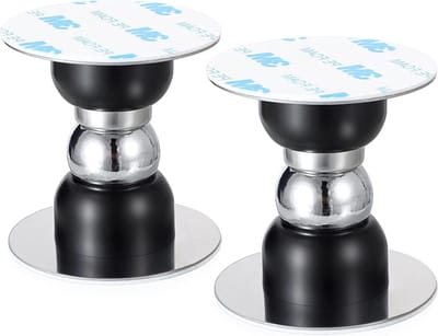 Set van 2 zelfklevende deurhouders, mini magnetische deurstoppers, eenvoudig te installeren zonder boren, zwart met metaalafwerking