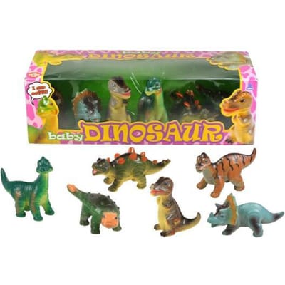 6 Stuks zachte baby dino set vensterdoos Dinosaurussen