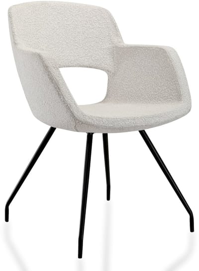 Vergaderstoel Taro in bouclé stoffering Creme met 4-poots frame