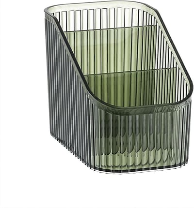 Grote Capaciteit Make-up Borstelhouder met 3 Vakken, Vintage Gestreepte Organizer voor Cosmetica, Badkamer en Bureau