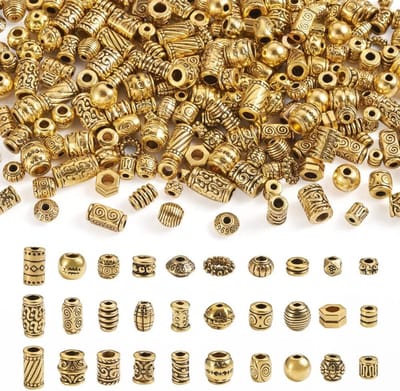 Dailygoods- Metalen Kraal Antieke Gouden Kleur - Spacer Kralen - Tibetaanse Legering - 300 Stuks - Duurzaam - Diverse Patronen - Sieradenkralen