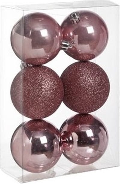 Cosy & Trendy Kerstballen - 6x st - roze - 8 cm - kunststof - kerstversiering - kerstboomversiering