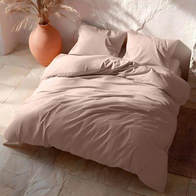 GAMUSI Dekbedovertrekset 100% Katoen – Roze Poeder – 144 thread count (TC) katoen voor zacht en ademend slaapcomfort – Drukknoopsluiting 240 x 220 cm + 2 Kussenslopen