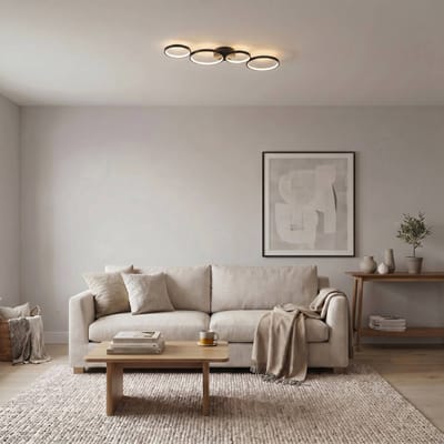 Lindby LED plafondlamp Evengeline, zwart, aluminium, 88 cm