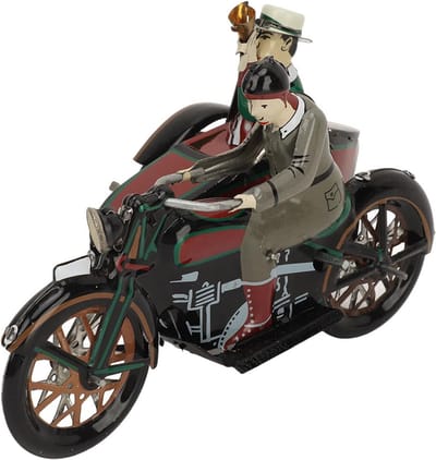 Motorfiets Opwindspeelgoed - Blikken Speelgoed - Decoratie en Collectie - Handgemaakt Nostalgisch Ontwerp - 18 x 11 x 10 cm