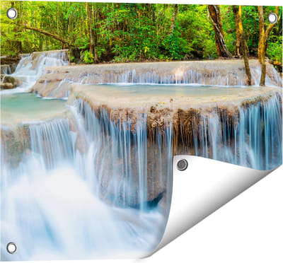 Gards Tuinposter Waterval in het Bos in Thailand - 50x40 cm - Tuindoek - Tuindecoratie - Wanddecoratie buiten - Tuinschilderij