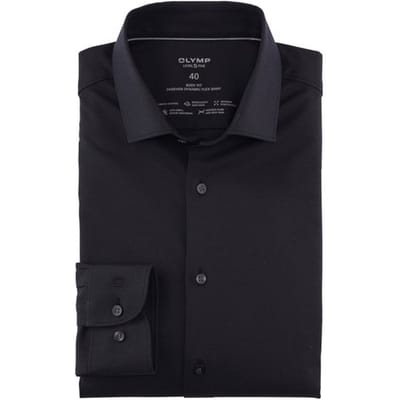 OLYMP 24/7 Level 5 body fit overhemd - twill - zwart - Strijkvriendelijk - Boordmaat: 38